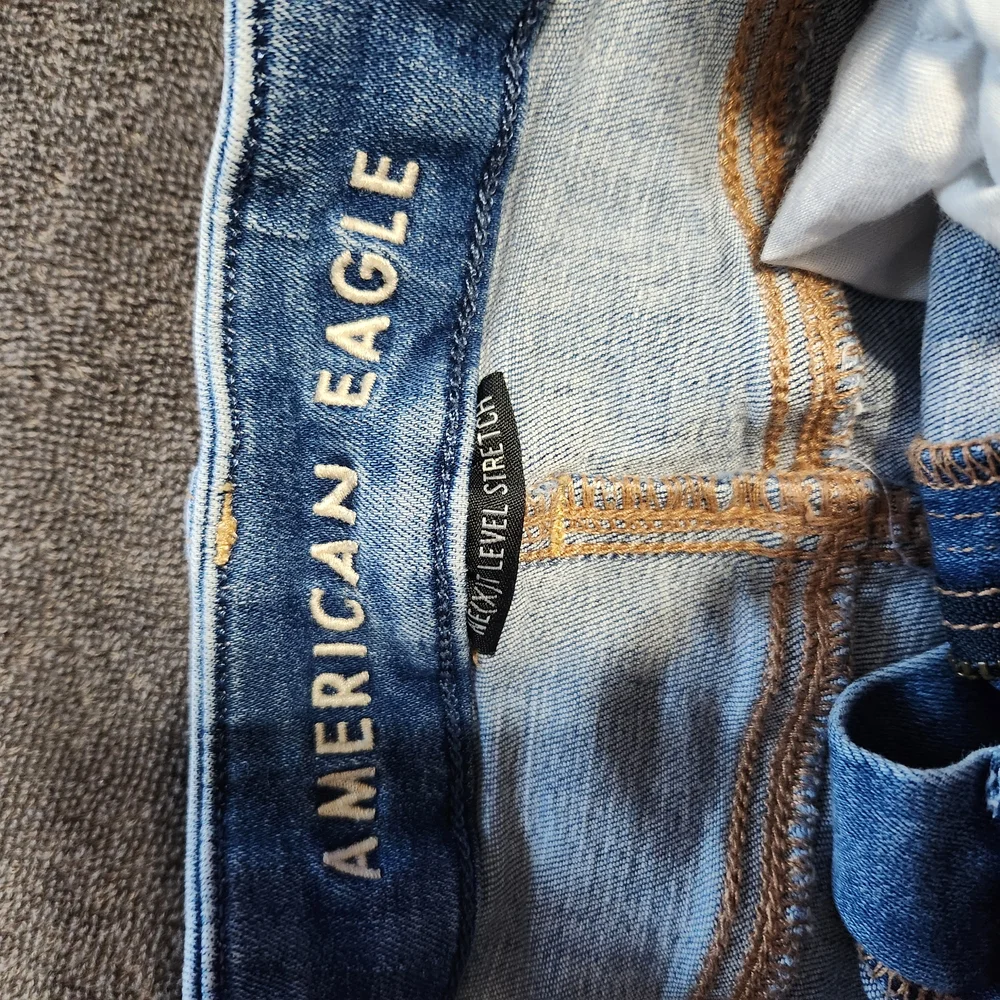 American Eagle Blue Distressed Jean Shorts - Picture 3 of 6
